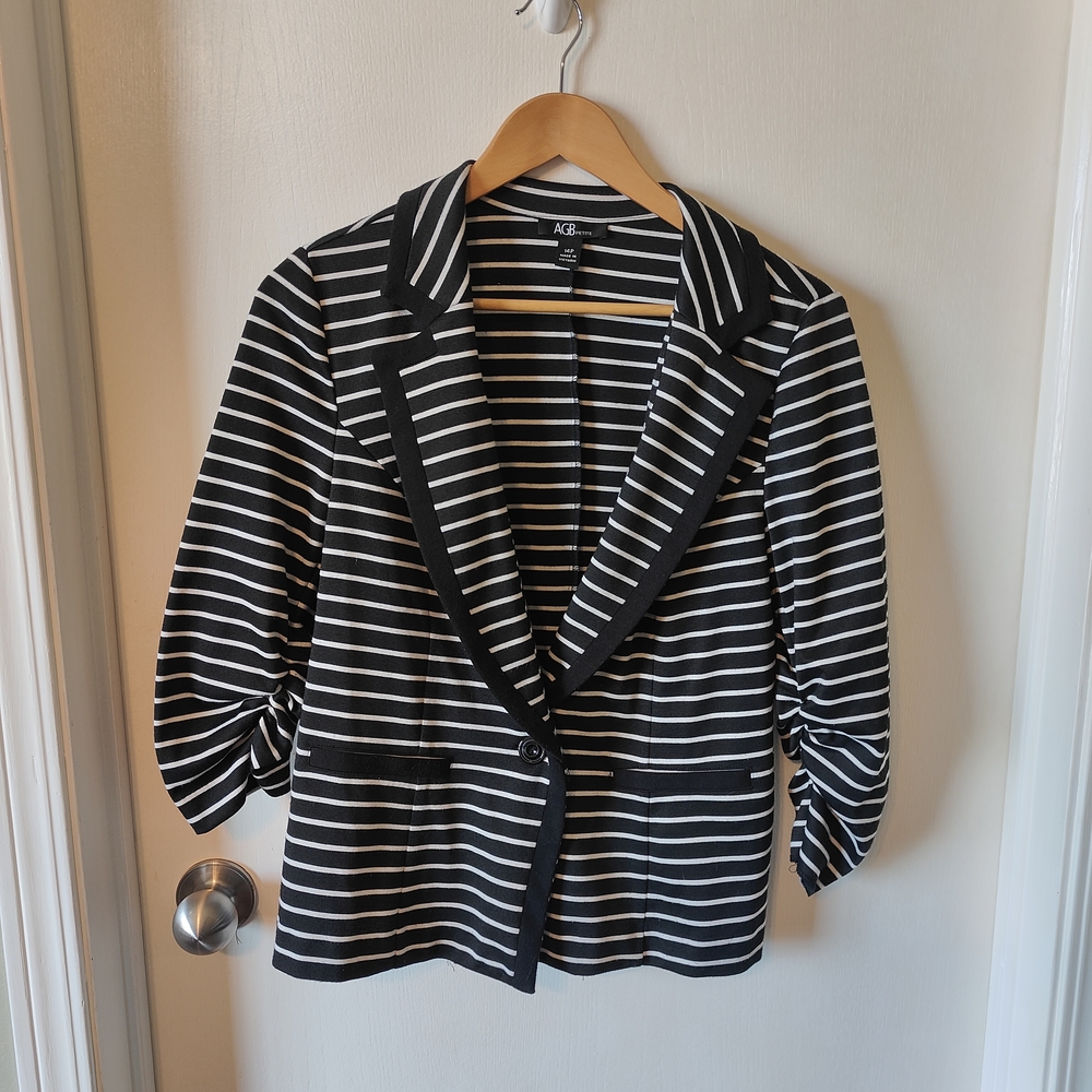 Black and White Striped Women's Jacket